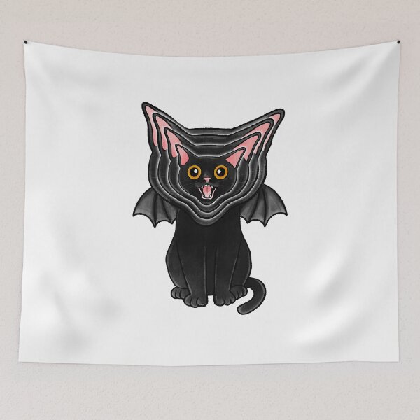 Item preview, Fractal Ears Vampire Cat – Creepy Cute Gothic Psychedelic Art designed and sold by J-Mindful.
