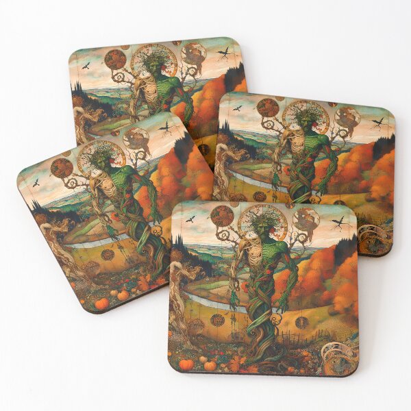 Item preview, The Green Man on the Autumn Solstice | Myth and Nature in Seasonal Balance designed and sold by Stoneflower-Art.