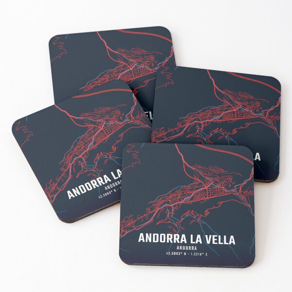 Item preview, Andorra la Vella Red & Blue Minimalist Map designed and sold by HomeLivingCo.