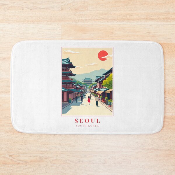 Item preview, Seoul South Korea Illustration – Urban Skyline, Historic Streets & Mountain Backdrop designed and sold by MapMyMiles.