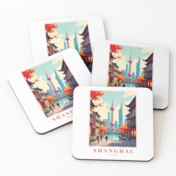 Item preview, Shanghai China Illustration – Urban Skyline, Historic Streets & Waterfront Views designed and sold by MapMyMiles.