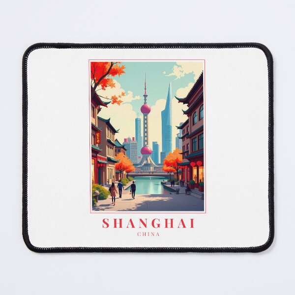 Item preview, Shanghai China Illustration – Urban Skyline, Historic Streets & Waterfront Views designed and sold by MapMyMiles.