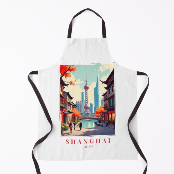 Item preview, Shanghai China Illustration – Urban Skyline, Historic Streets & Waterfront Views designed and sold by MapMyMiles.