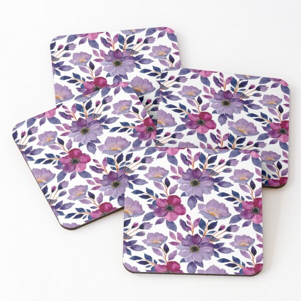 Item preview, Floral Design 244 Watercolor Violet & Magenta Floral Pattern designed and sold by Kimmi graphics.