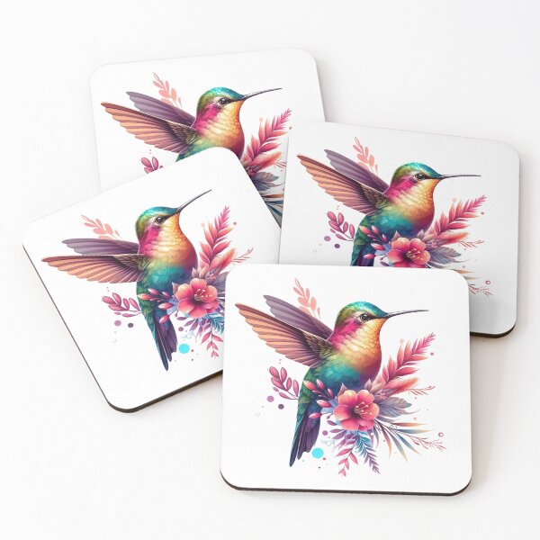 Item preview, A beautiful hummingbird on several colorful leaves and flowers designed and sold by Marcoshop10.