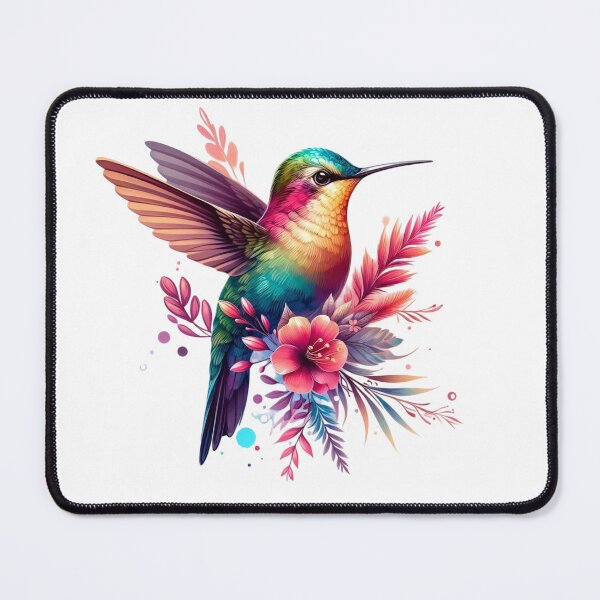 Item preview, A beautiful hummingbird on several colorful leaves and flowers designed and sold by Marcoshop10.