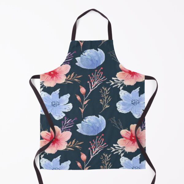 Item preview, Floral Design 245 Watercolor Blue & Coral Floral Pattern on Dark Background designed and sold by Kimmi graphics.