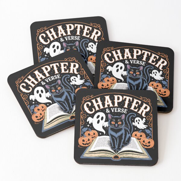 Item preview, Chapter & Verse Black Cat Reading Halloween Spooky Bookworm Design designed and sold by NSB-Design.