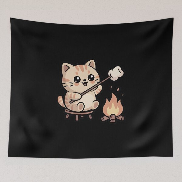 Item preview, Cozy Cat Roasting Marshmallow by the Campfire designed and sold by 404wearpl.