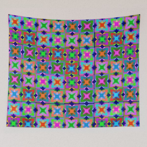 Item preview, Abstract shaped repeating pattern in vibrant Colors designed and sold by Svasti Arts and Designs.