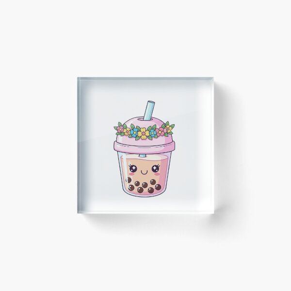 Item preview, Cute Kawaii Bubble Tea with Flower Crown designed and sold by istoriadesign.