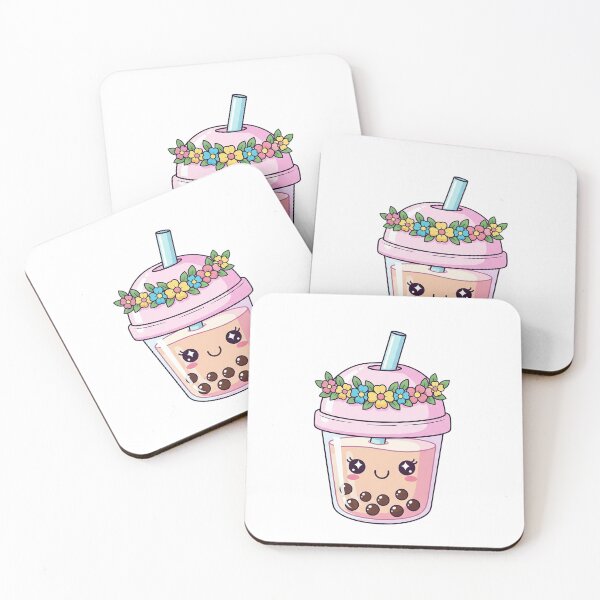 Item preview, Cute Kawaii Bubble Tea with Flower Crown designed and sold by istoriadesign.