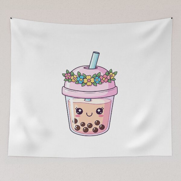 Item preview, Cute Kawaii Bubble Tea with Flower Crown designed and sold by istoriadesign.