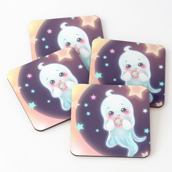 Item preview, Sweet Spooky Kawaii Ghost on Crescent Moon designed and sold by ArmaanArts.