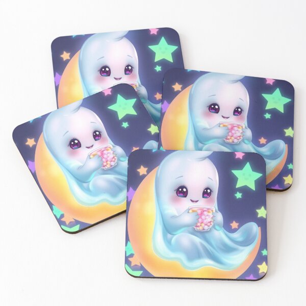 Item preview, Cute Ghost Drinking Candy on Moon designed and sold by ArmaanArts.
