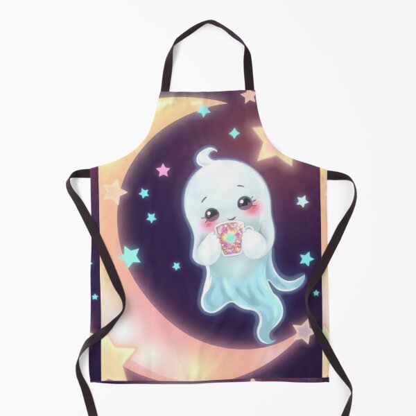 Item preview, Sweet Spooky Kawaii Ghost on Crescent Moon designed and sold by ArmaanArts.