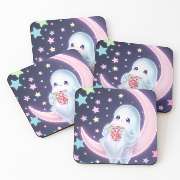 Item preview, Pastel Halloween Kawaii Ghost on Moon designed and sold by ArmaanArts.