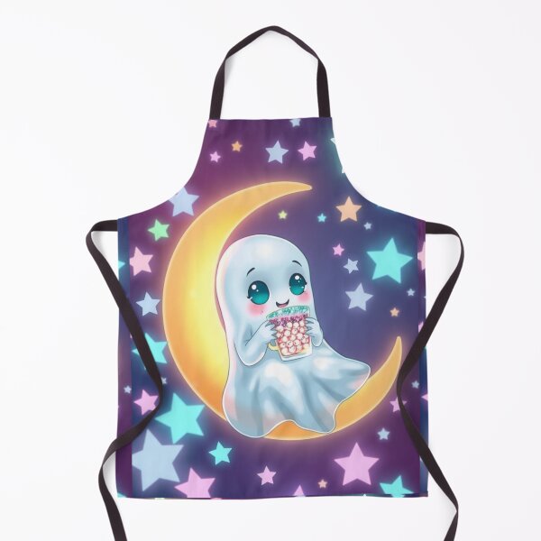 Item preview, Kawaii Ghost Sitting on Moon with Candy designed and sold by ArmaanArts.