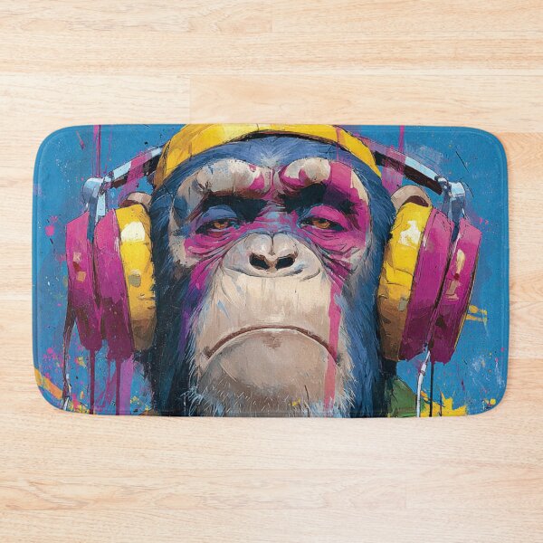 Item preview, Dj Monkey Thinker Color Splash With Headphones designed and sold by GrinGalore.