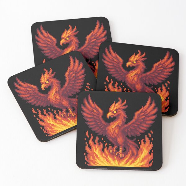Item preview, Pixelated Fire Phoenix designed and sold by kyokugen.