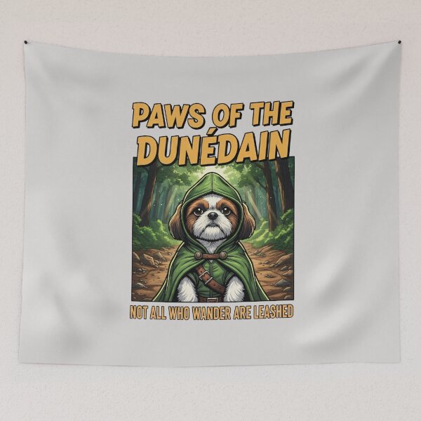 Item preview, Paws of the Wanderer – Fantasy Adventure Dog in Green Cloak - Fantasy designed and sold by Fenay Designs.