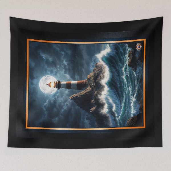 Item preview, Moonlit Lighthouse Beacon Amidst Crashing Waves Astonishing AI Concept Art by Xzendor7 designed and sold by Xzendor7 Digital Art Creations.