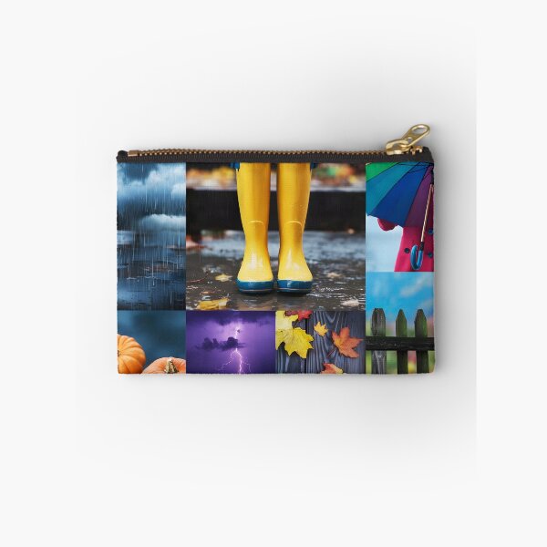 Item preview, Cozy Fall Collage – Pumpkins Rain Boots Umbrella and Tea designed and sold by EmeraldeaArt.