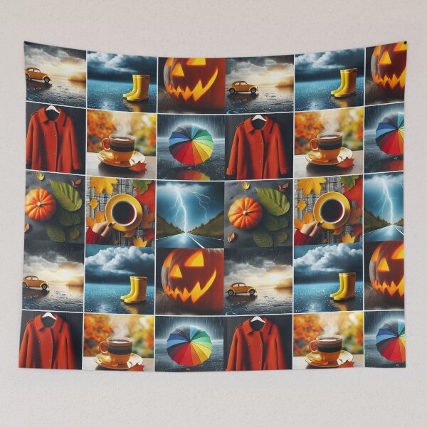 Item preview, Autumn Vibes – 9-Grid Fall Photo Collage designed and sold by EmeraldeaArt.