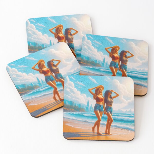 Item preview, Golden Beach Walk – Summer City Skyline Artwork designed and sold by arven-studio.