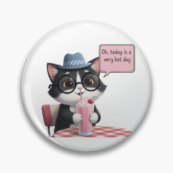 Item preview, Cute Cat Drinking Milkshake on a Hot Day designed and sold by DroolWorthyUS.