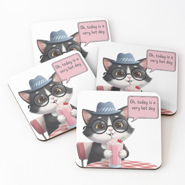 Item preview, Cute Cat Drinking Milkshake on a Hot Day designed and sold by DroolWorthyUS.
