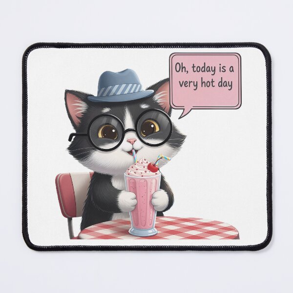 Item preview, Cute Cat Drinking Milkshake on a Hot Day designed and sold by DroolWorthyUS.