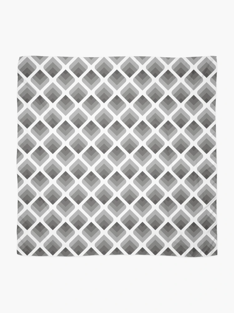 Thumbnail 2 of 3, Scarf, Greyscale Rounded Diamonds Pattern designed and sold by The Frog Pond Arts.