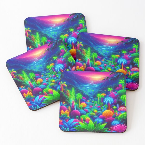 Item preview, Neon Jungle – Vibrant Fantasy Tropical Landscape designed and sold by arven-studio.