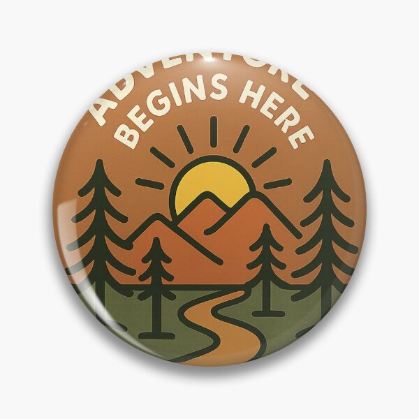 Artikelvorschau, Happy Camper Sticker – Retro Camping Micro-Badge • Berg Sonnenuntergang Aufkleber • Outdoor Reise Ästhetik entworfen und verkauft von DavidMay.