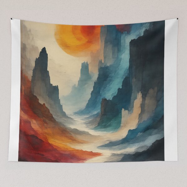 Item preview, Burnt Orange Horizon Over Charcoal Peaks designed and sold by PanoramaPrints.