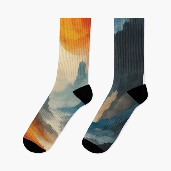 Item preview, Burnt Orange Horizon Over Charcoal Peaks designed and sold by PanoramaPrints.