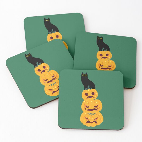 Item preview, Black Cat on a Pumpkin Pile | Funny Halloween Cat designed and sold by RR-Arts.