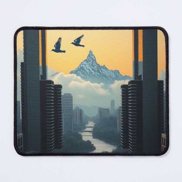 Item preview, Amber Haze Over Obsidian Skyscrapers, Birds Carve Gold, Hope Rises designed and sold by PanoramaPrints.
