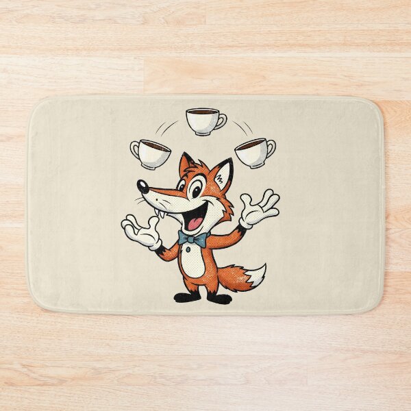Item preview, Funny Retro Fox – Cartoon Fox Juggling Coffee Cups designed and sold by Imaginationbeyond.