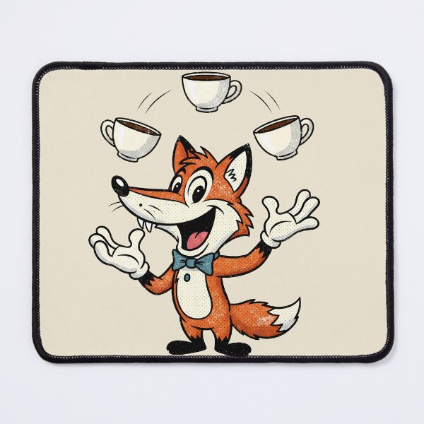 Item preview, Funny Retro Fox – Cartoon Fox Juggling Coffee Cups designed and sold by Imaginationbeyond.