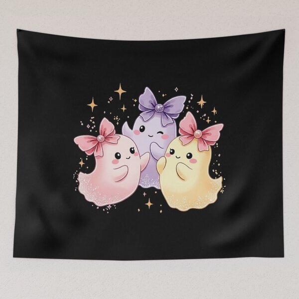 Item preview, Kawaii Pastel Ghosts with Bows - Cute Halloween Spirits designed and sold by MasCorner.