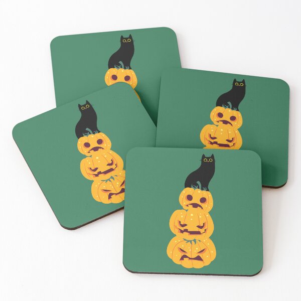 Item preview, Black Cat on a Pumpkin Pile | Funny Halloween Cat designed and sold by RR-Arts.