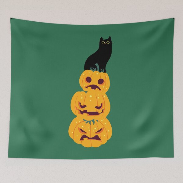 Item preview, Black Cat on a Pumpkin Pile | Funny Halloween Cat designed and sold by RR-Arts.