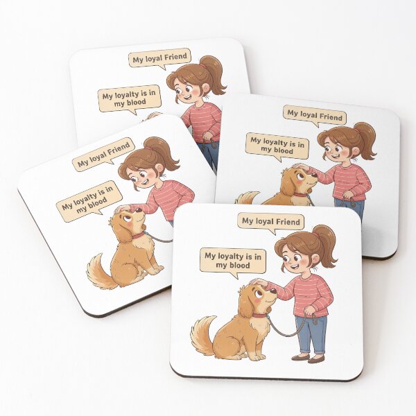 Item preview, Loyal Dog and Girl Friendship Cartoon Illustration designed and sold by DroolWorthyUS.