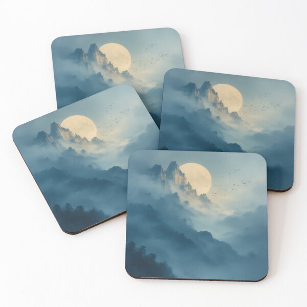 Item preview, Moonlit Peaks Embrace Silent Summit in Misty Twilight Veil designed and sold by PanoramaPrints.