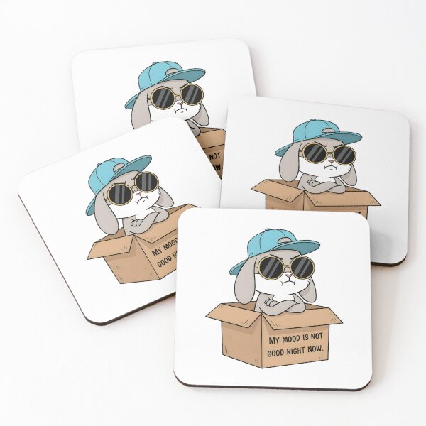 Item preview, Cool Grumpy Bunny in Box Cartoon Illustration designed and sold by DroolWorthyUS.