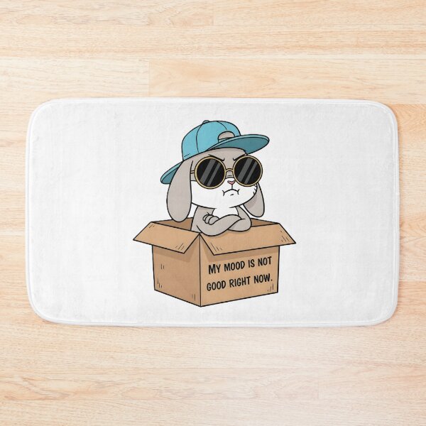 Item preview, Cool Grumpy Bunny in Box Cartoon Illustration designed and sold by DroolWorthyUS.