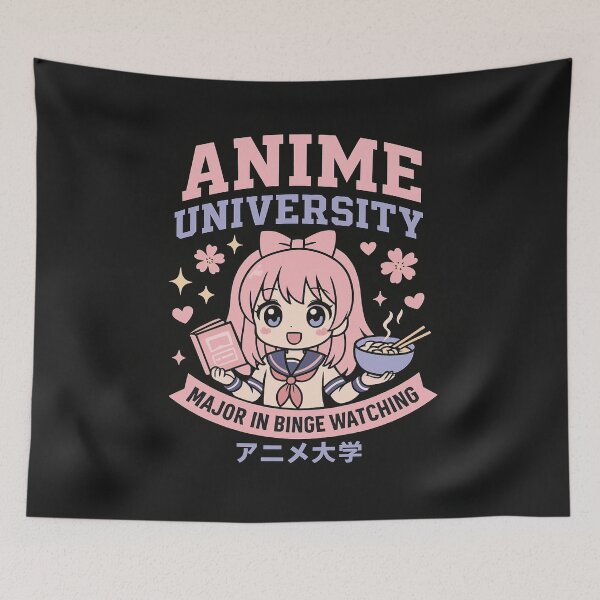 Artikelvorschau, Anime University – Lustiges Chibi-Binge-Watching-Design für Otaku- und Manga-Fans entworfen und verkauft von Rest Babe.