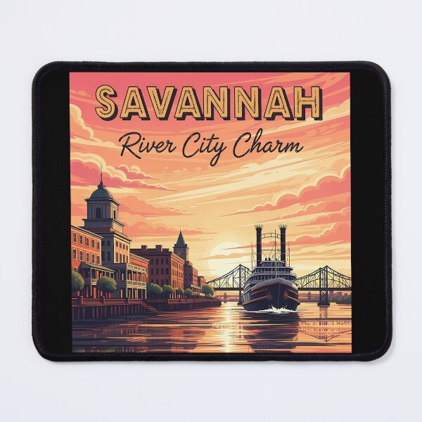 Item preview, Savannah Georgia River City Charm Vintage Travel Poster designed and sold by Digital Dreams Arts.